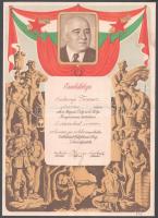 1951 Emléklap Rákosi arcképével, az MDP kongresszusa alkalmából felajánlott vállalás tanúsítására