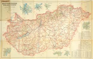 1947 Magyarország útállapot térképe, kiadja: Magyar Földrajzi Intézet Rt. Budapest, szerk. Tallián Ferenc, hajtott, szakadással, 75×112 cm