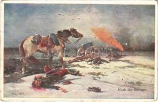 1915 Csata után / Nach der Schlacht / WWI Austro-Hungarian K.u.K. military art postcard, dead soldiers after battle. B.K.W.I. 259-70. (EK)
