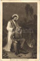 1915 Boldog Húsvéti Ünnepeket! / WWI Austro-Hungarian K.u.K. military art postcard with Easter greeting, soldier with Jesus. H.H.i.W. Nr. 164. (ázott sarok / wet corner)