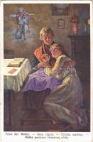 1915 Trost der Mutter / WWI Austro-Hungarian K.u.K. military art postcard, romantic couple, soldier. O.K.W. 4009. (EK)