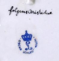 2 db porcelán tálka, kézzel festett, jelzett, kis kopásnyomokkal, d: 11,5 cm