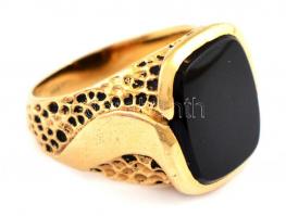 Arany (Au) 14K gyűrű, kővel, jelzett, méret: 60, bruttó: 10,43 g