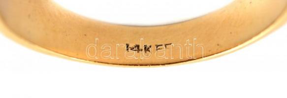 Arany (Au) 14K gyűrű, kővel, jelzett, méret: 60, bruttó: 10,43 g