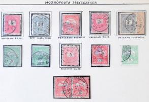 Mozgóposta bélyegzések bélyegeken, kivágásokon, küldeményeken iratrendezőben, sok érdekességgel az 1870-es 1980-as évekből