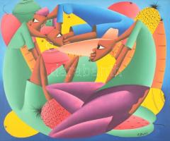 Casimir jelzéssel: Afrika. Olaj, farost, fa keretben, 50×61 cm