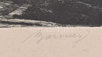 Barcsay Jenő (1900-1988): Dombod táj. Rézkarc, papír, jelzett, számozott (36/50), paszpartuban, 12×2...