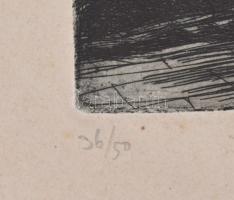 Barcsay Jenő (1900-1988): Dombod táj. Rézkarc, papír, jelzett, számozott (36/50), paszpartuban, 12×2...