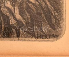 Hertay Márta (1932-2018): Virág. Rézkarc, papír, jelzett a karcon, üvegezett keretben, 19×8 cm