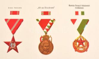 cca 1980 A Magyar Népköztársaság kitüntetései nagy méretű két részes plakát / Decorations of the Hun...