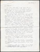 1976 ifj. Rajk László (1949-2019) Kossuth-díjas építész, díszlettervező, grafikus szakmai levele egy azonosítatlan professzor számára haza, Montreálból, 1976. jan. 10., benne szakmai jellegű sorokkal, aláírásával.