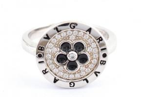 Ezüst(Ag) virágos gyűrű, Bulgari jelzéssel, méret: 56, bruttó: 4,03 g
