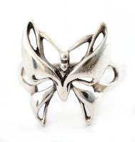 Ezüst(Ag) pillangós gyűrű, jelzett, méret: 53, nettó: 2,04 g