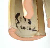 Kiss Roóz Ilona (1920-2010): Éneklő pár, festett mázas kerámia, jelzett, hibátlan, m: 22 cm