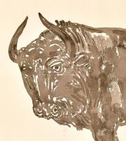 Kurucz István András (1960-): Bika. Tus, papír, jelzett és datált (KI. '97). 41,5x59 cm