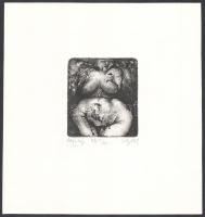Sulyok Gabriella (1939-): Írás-kép, 1987. Rézkarc, papír, jelzett. Művészpéldány E.A. X/XV. 8,5×7,5 cm