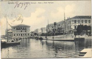 1907 Grado, Porto e albergo Metropol / port and hotel, SS Trieste steamship