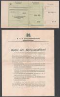 1916 K.u.K. Kriegsministerium Kriegsfürsorgeamt Helfet den Kriegsinvaliden felhívása (háborús rokkantak megsegítésére) részére, a végén a bizottsági tagok felsorolásával, német nyelven, 2 sztl. lev., befizetetlen csekkel.