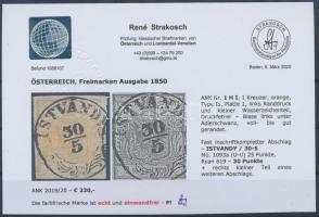1kr HP Ia narancs, ívszéli nyomat, vízjeles, lemezhibával "ISTVÁNDY" Certificate: Strakosc...