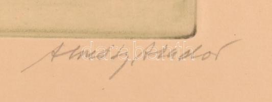 Almásy Aladár (1946-): Miltonnak szellem jelenik meg. Rézkarc, papír, jelzett, autográf ajándékozási...