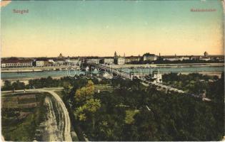 1913 Szeged, madártávlatból, Tisza híd (EK)