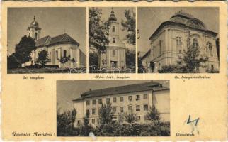 1942 Aszód, Evangélikus templom, Római katolikus templom, Evangélikus leánynevelő intézet, Gimnázium (EB)
