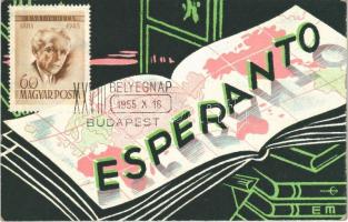 Esperanto. Union Espérantiste de France + 1955 Budapest XXVIII. Bélyegnap So. Stpl