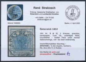 9kr HP IIb szürkéskék, kiemelt középrésszel és lemezhibával "APATHIN" Certificate: Strakos...