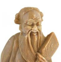 Kínai zsírkő figura, kis hibákkal, m: 12 cm