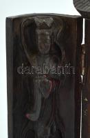 Kínai istenségeket ábrázoló kinyitható oltár, műgyanta, m: 25 cm