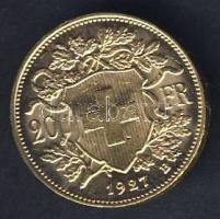 Svájc 1927B 20Fr Au "Vreneli" 6,452g T:1/2 ph