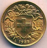 Svájc 1935LB 20Fr Au "Vreneli" 6,452g T:1/2 kis k. ph.