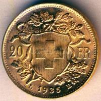 Svájc 1935LB 20Fr Au "Vreneli" 6,452g T:1/2 kis k.