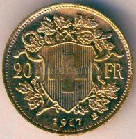 Svájc 1947B 20Fr Au "Vreneli" 6,452g T:1/2 kis k.