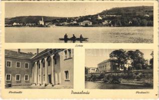 1939 Dunaalmás, látkép, evezős csónak, fürdő szálloda (EK)