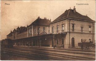 1917 Pécs, Vasútállomás, vonat. Vasúti Levelezőlapárusítás 4192.