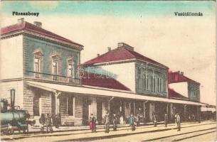 1918 Füzesabony, Vasútállomás, gőzmozdony, vonat. Vasúti Levelezőlapárusítás 2957. (EK)