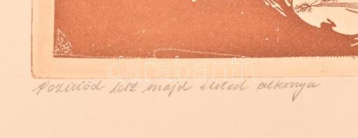 Almásy Aladár (1946-): Pozíciód lesz majd életed alkonya. Rézkarc, papír, jelzett. Számozott: 10/10....