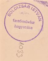 Boldizsár István (1897-1984): Tanya szénatartóval. Rézkarc, papír, jelzett, hátoldalán hagyatéki bél...