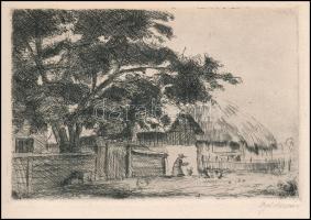 Boldizsár István (1897-1984): Udvar. Rézkarc, papír, jelzett, 9,5x14,5 cm