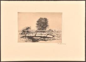 Boldizsár István (1897-1984): Híd. Rézkarc, papír, jelzett, 15,5x22,5 cm