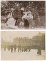 6 db katonai fotólap + 4 db I. világháborús romokat, tájakat ábrázoló lap