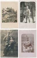7 db katonai fotólap + 2 db I. világháborús romokat, tájakat ábrázoló lap + 1 db katonai képeslap