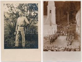 6 db katonai fotólap + 1 fotó + 2 db I. világháborús romokat, tájakat ábrázoló lap + 1 db katonai képeslap