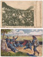 8 db RÉGI első világháborús katonai motívum képeslap / 8 pre-1945 WWI military motive postcards
