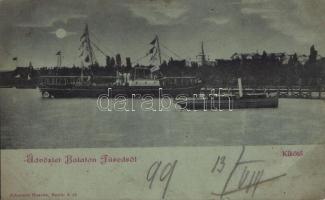 1899 (Vorläufer) Balatonfüred, kikötő, gőzhajó (EB)