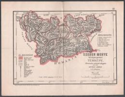 cca 1890 Hátsek Ignác: Szeben megye közigazgatási térképe 40x27 cm
