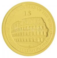 Salamon-szigetek 2013. 1$ Au "A világ hét új csodája - Kínai Nagy Fal" + 1$ Au "A vil...