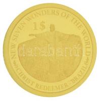 Salamon-szigetek 2013. 1$ Au "A világ hét új csodája - Kínai Nagy Fal" + 1$ Au "A vil...