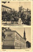 1941 Losonc, Lucenec; Polgári leányiskola, Országzászló, Gimnázium. Salamon Károly kiadása / girls school, Hungarian flag, high school